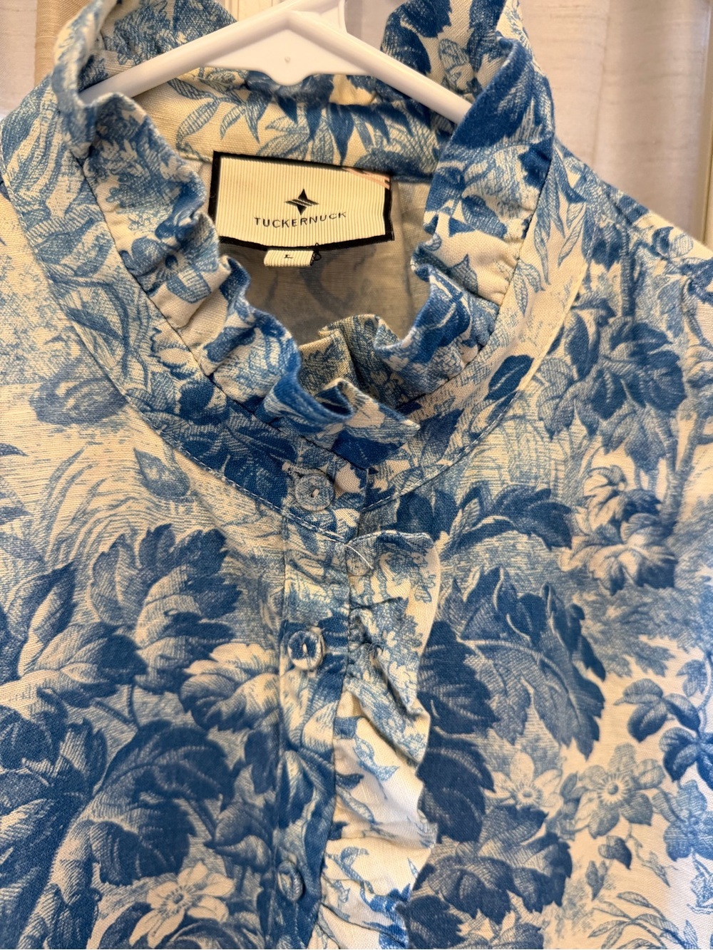 LARGE Tuckernuck Misty Blue Toile Tate Dress  WORN ONCE - Picture 2 of 6